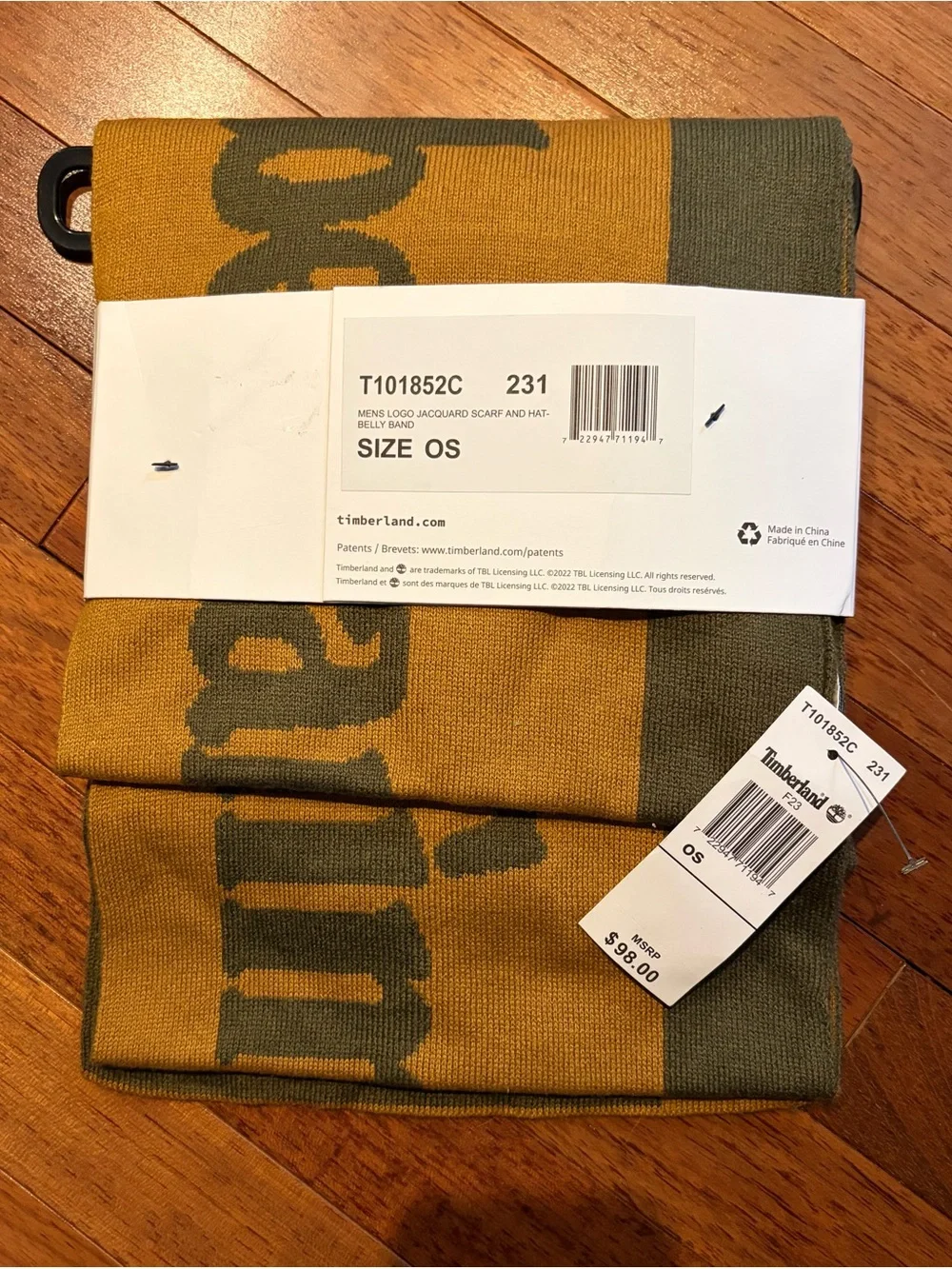 Timberland Mustard Yellow & Olive Green Knit Scarf and Hat Set